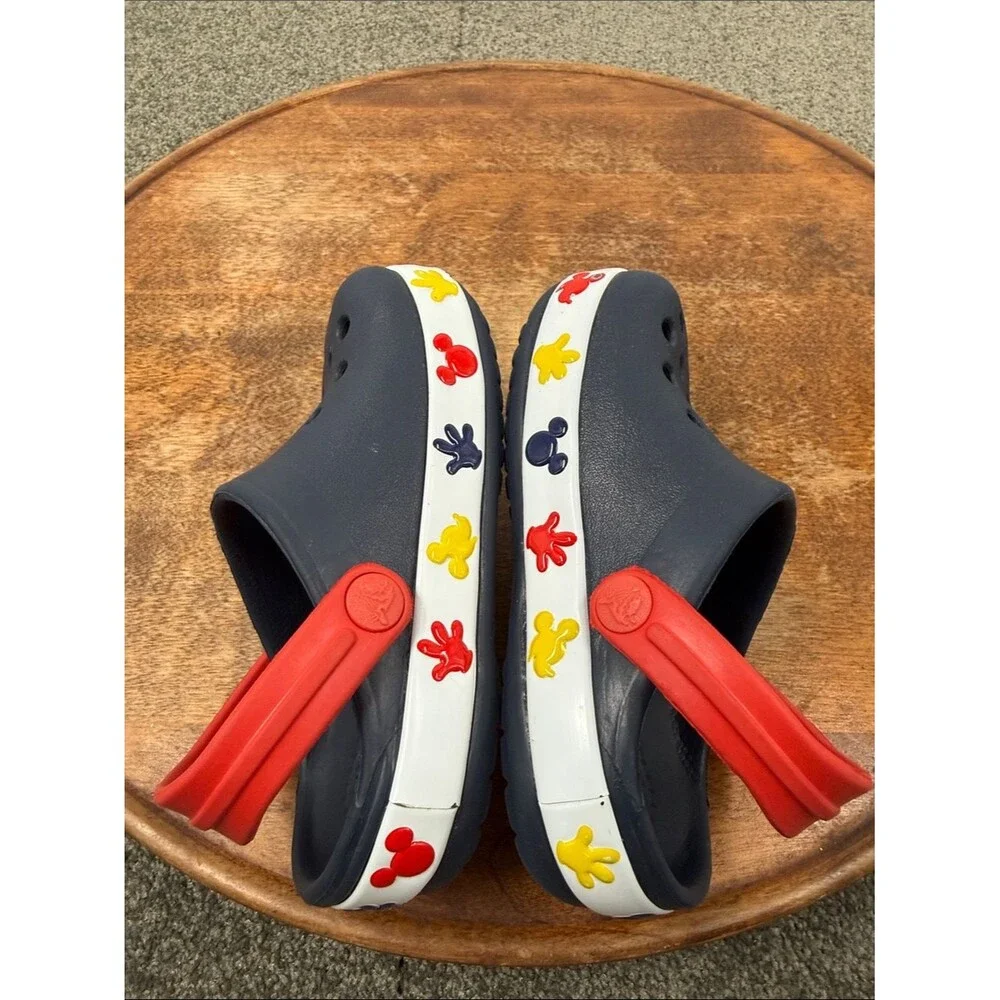 CROCS Shoes Little Kids 7 Navy Blue Clog Red Strap Mickey Mouse Disney